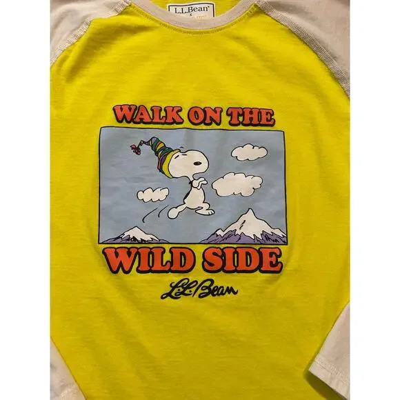 LL Bean x Peanuts Organic Long-Sleeve Baseball Tee, Size 14/16 - Picture 5 of 7